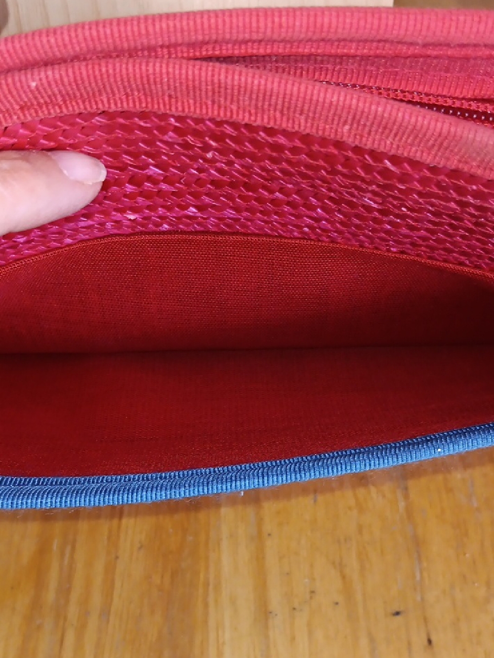 Liz Claiborne Striped  Vintage Straw Clutch EC Pink, Blue, Orange - Picture 3 of 4